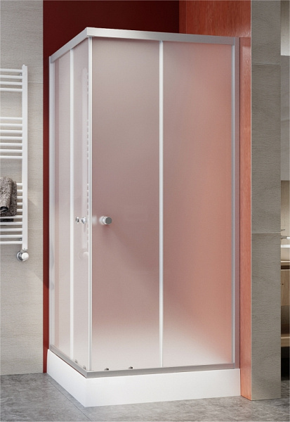 Szögletes zuhanykabin, króm, tálca nélkül 80*80*185
